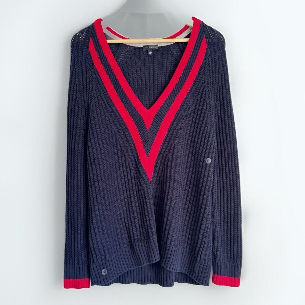 The Limited Blue Preppy V-Neck Sweater Women’s Large Y2K Ivy League Academia